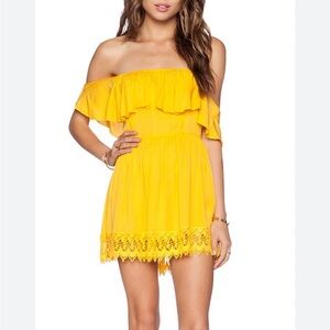 Lovers + Friends Revolve Dream Vaycay Dress Off Shoulder Yellow Orange Size S